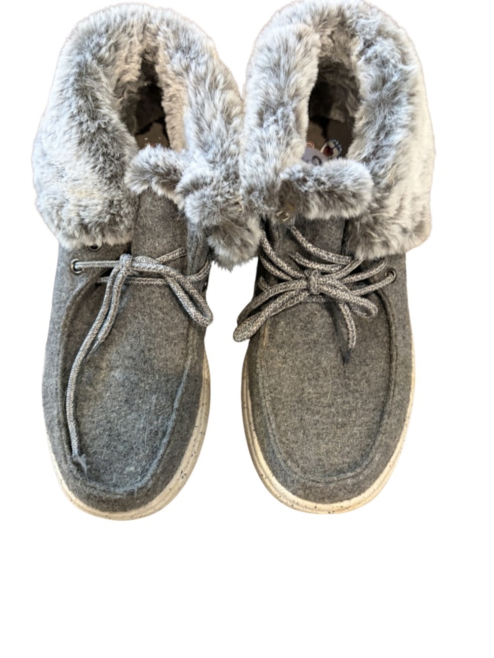BOBS from Skechers Gray Faux Fur Collar Women's Moccasins